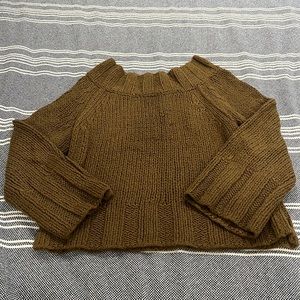 FREE PEOPLE - Chunky Knit Sweater - Olive Green / Brown - Size XS